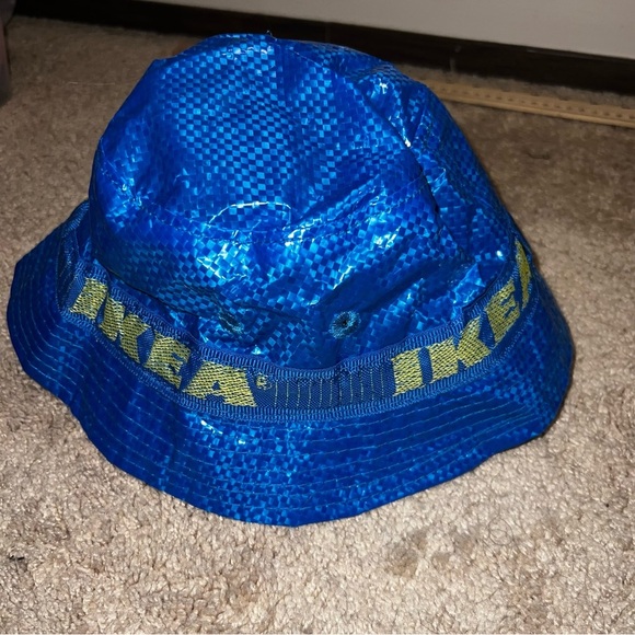 3/$25 🍄 IKEA Bucket Hat Blue with Yellow Lining and Vents OSFA - Picture 2 of 5